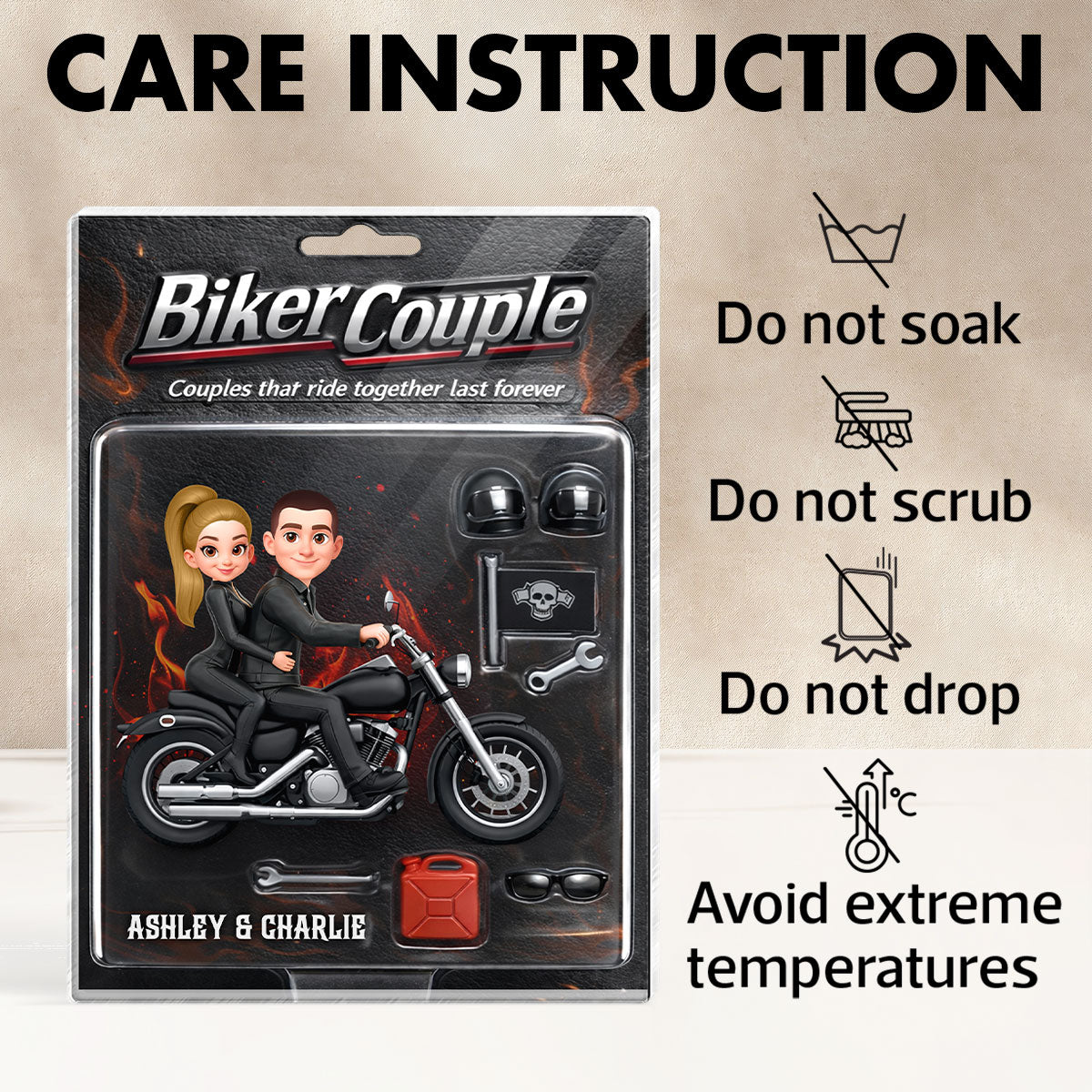 Couples That Ride Together Last Forever, Custom Action Figure Biker Couple - Personalized Acrylic Block Plaque