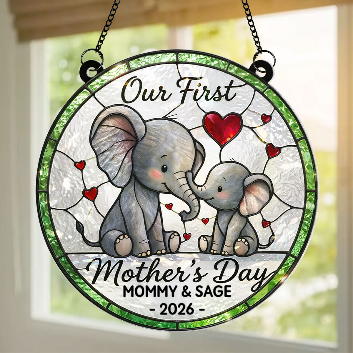 Our 1st Mother's Day Elephant - Personalized Suncatcher - Mother's Day Gift For Her, Mom, Wife