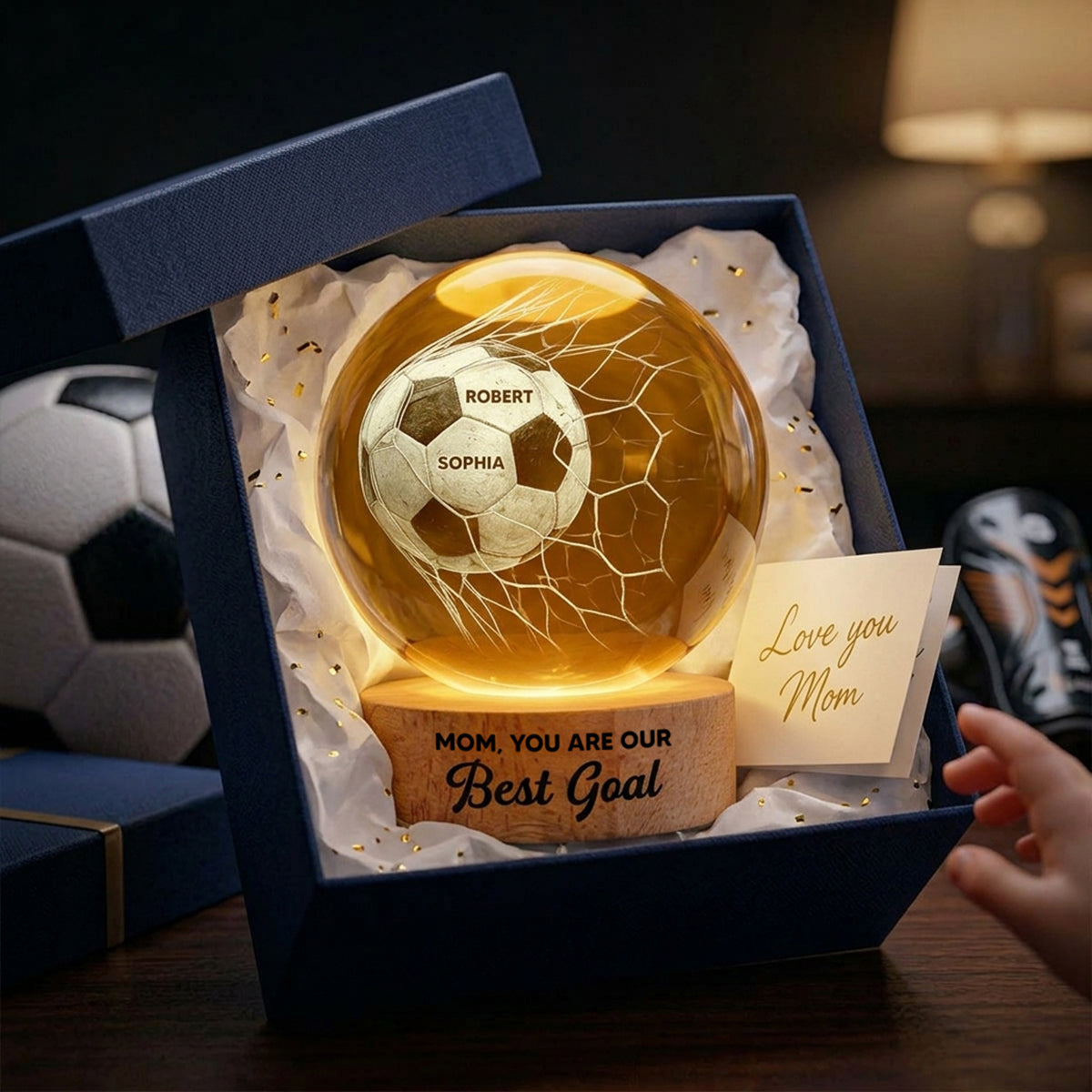 You're Our Best Goal Soccer Mom - Personalized Crystal Ball LED Night Light - Gift For Soccer Mom