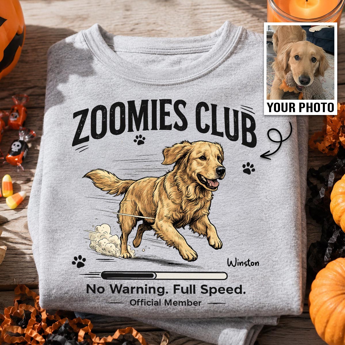 Midnight Zoomies Club Custom Pet Photo - Personalized Shirt - Funny Halloween Costume For Dog Cat Lover