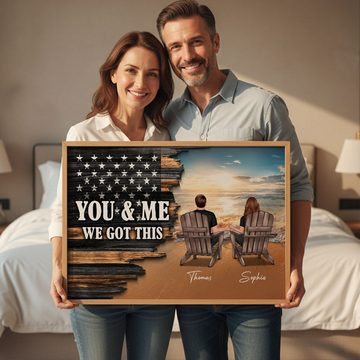 Eternal Love Beach Landscape You & Me We Got This Couple Half Nation Flag - Personalized Poster - Valentine's Day Gift For Couple