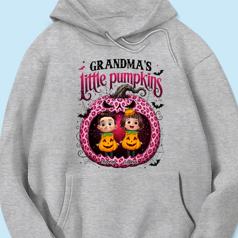 Grandma's Little Pumpkins Jack O Lantern - Personalized Shirt - Trendy Halloween Tee for Grandma
