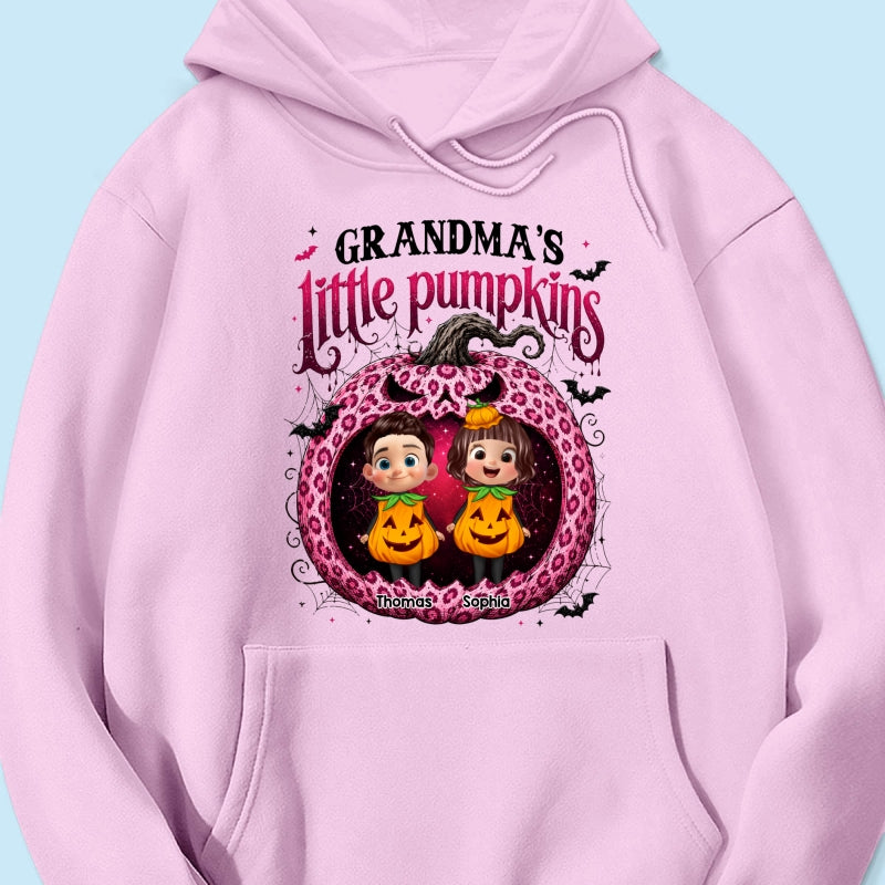 Grandma's Little Pumpkins Jack O Lantern - Personalized Shirt - Trendy Halloween Tee for Grandma