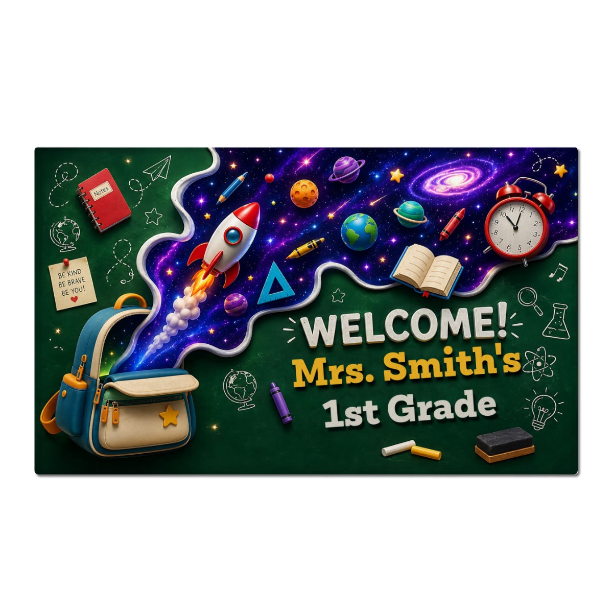 Out Of This World Adventure Welcome To Classroom - Personalized Doormat - Back To School Gift For Teacher, Classroom Decor
