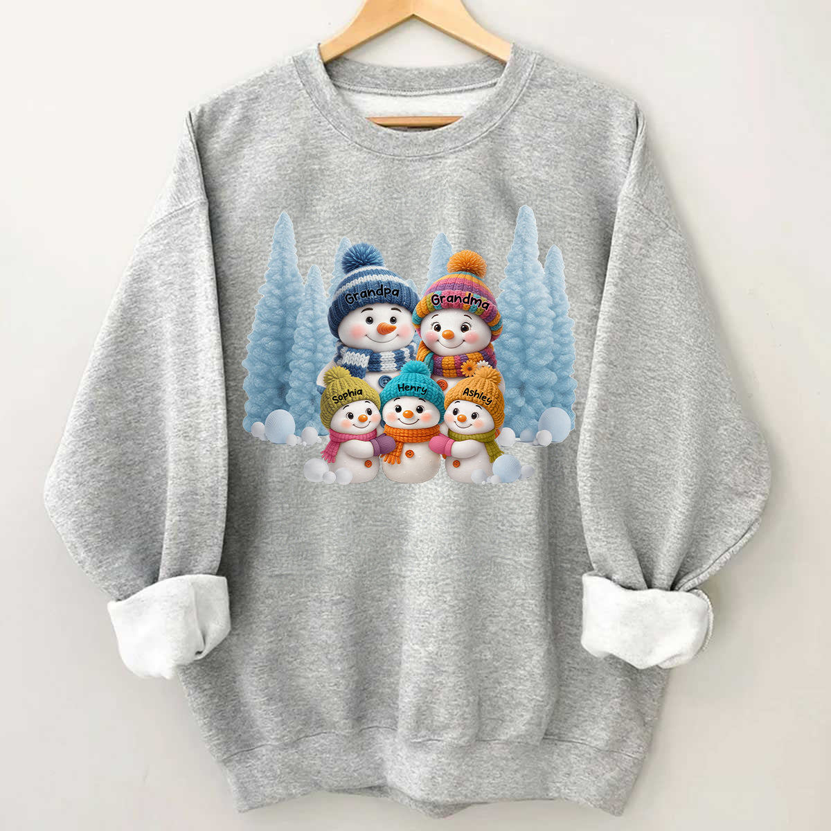 Christmas Blue Vibe Snowman Grandma - Personalized Sweatshirt - Christmas Gift for Grandma