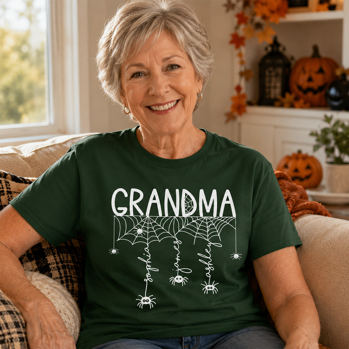 Grandma Mom Spooky Spiders - Personalized Shirt - Halloween Gift