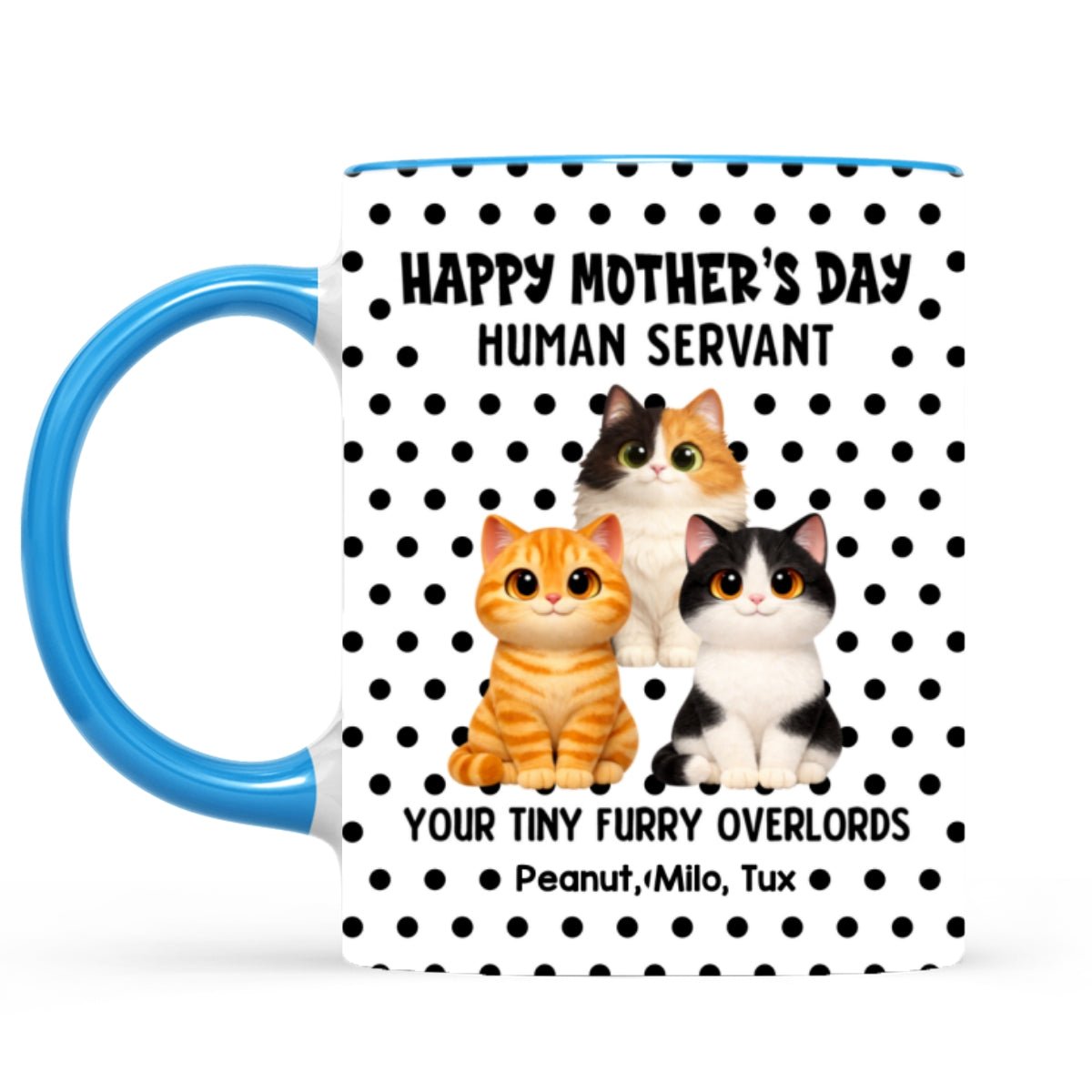 Polka Dot Cat Happy Mother's Day Human Servant - Personalized Mug - Mother's Day Gift For Cat Mom
