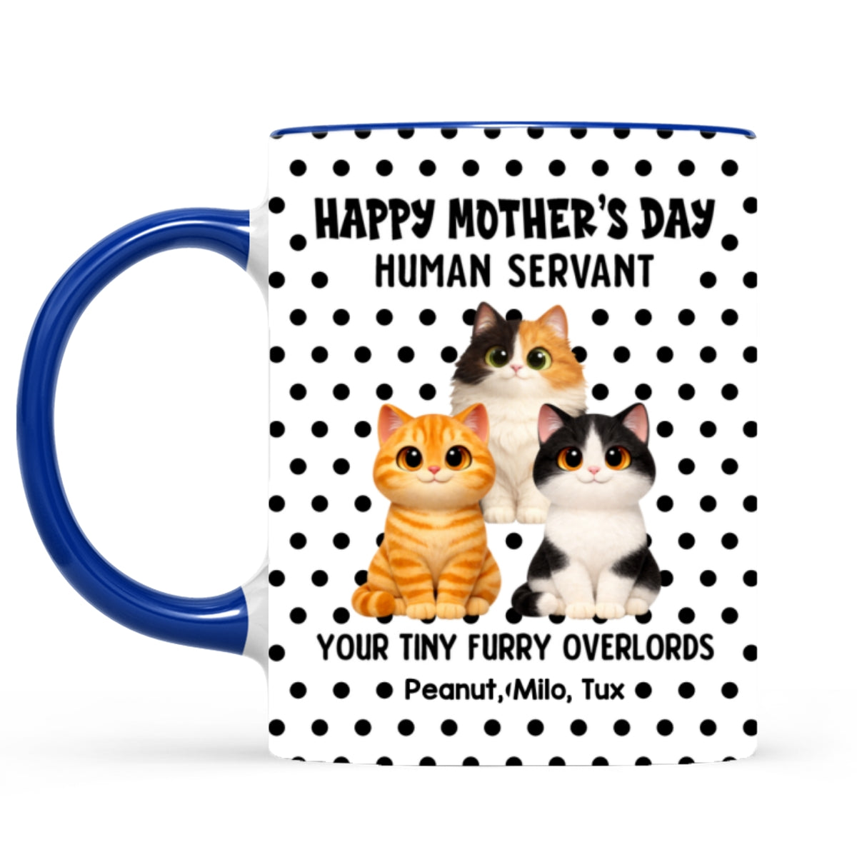 Polka Dot Cat Happy Mother's Day Human Servant - Personalized Mug - Mother's Day Gift For Cat Mom