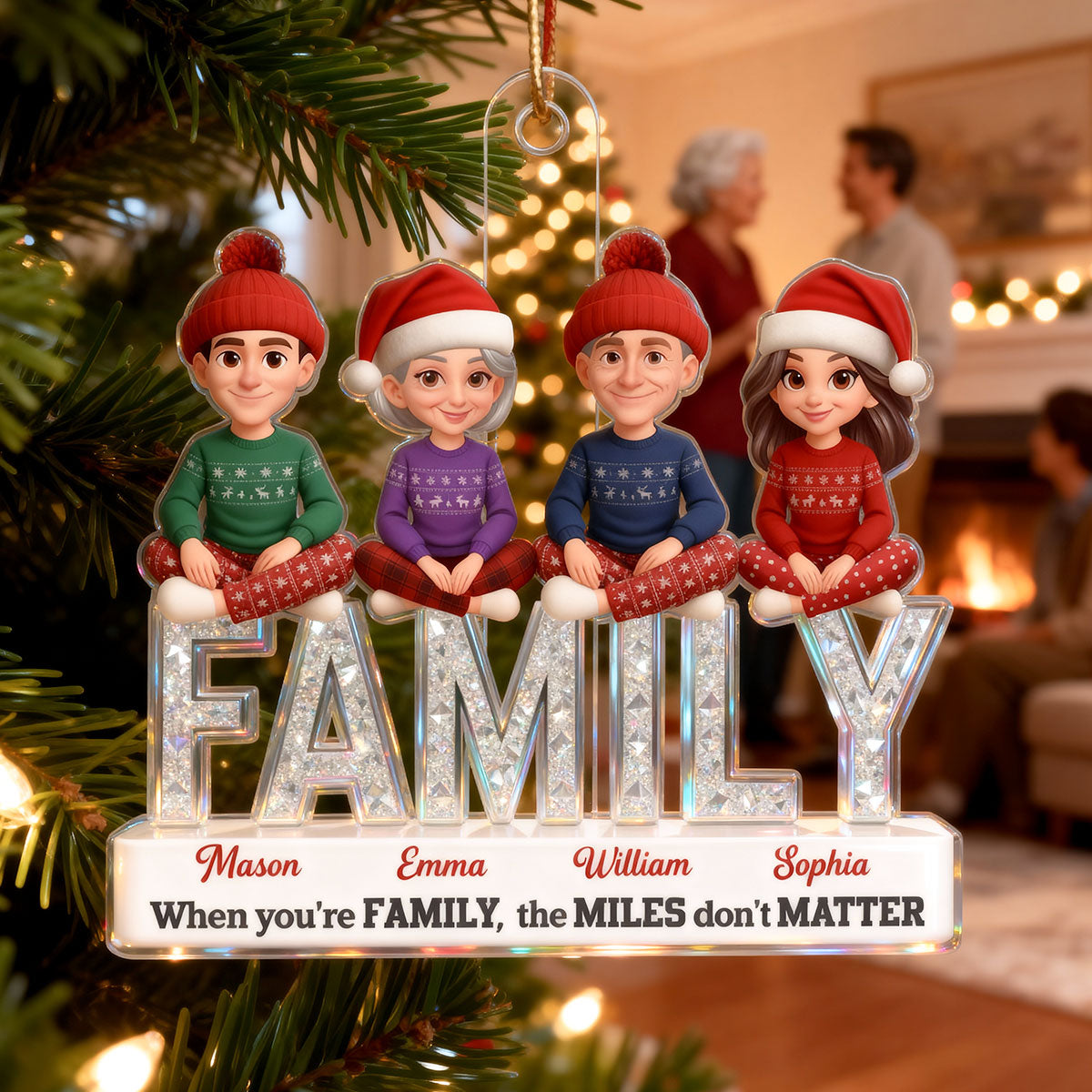 3D Shining Effect Family Forever - Personalized Acrylic Ornament - Christmas Gift For Family
