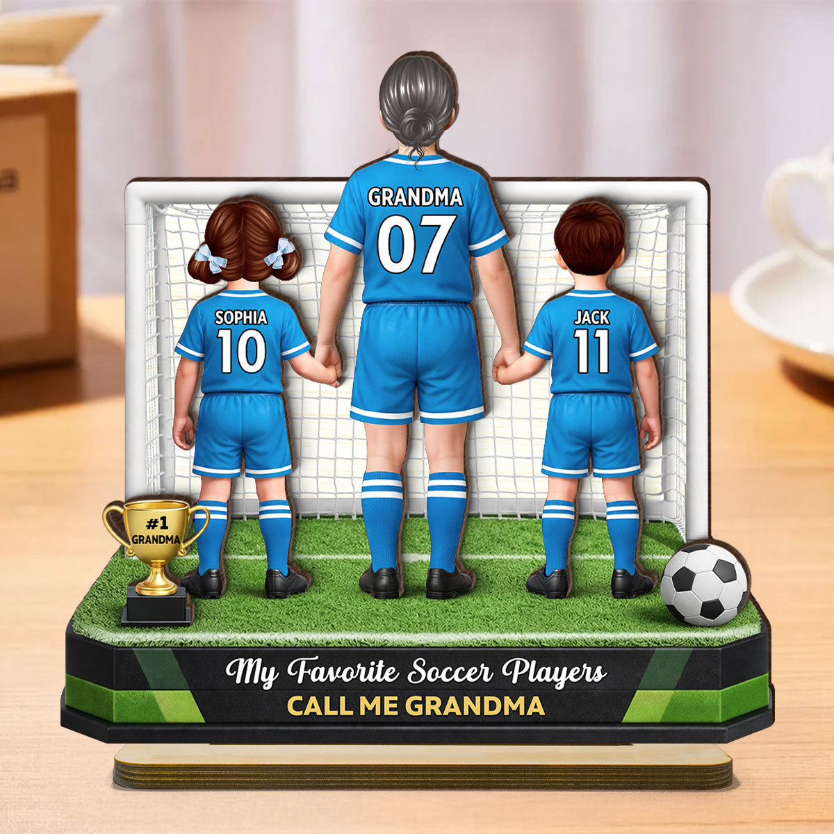 My Favorite Soccer Player Calls Me Grandma - Personalized 2-Layered Wooden Plaque - Heartfelt Gift For Grandma