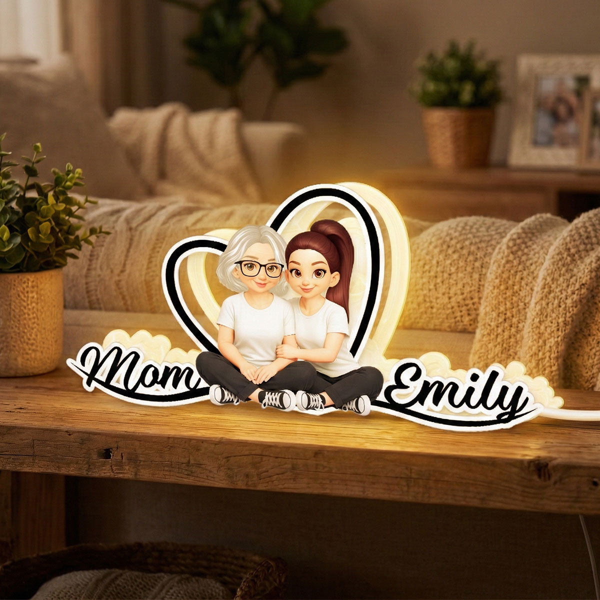 Mom And Daughter Forever Love - Personalized Light Box - Gift For Mom, Daughter