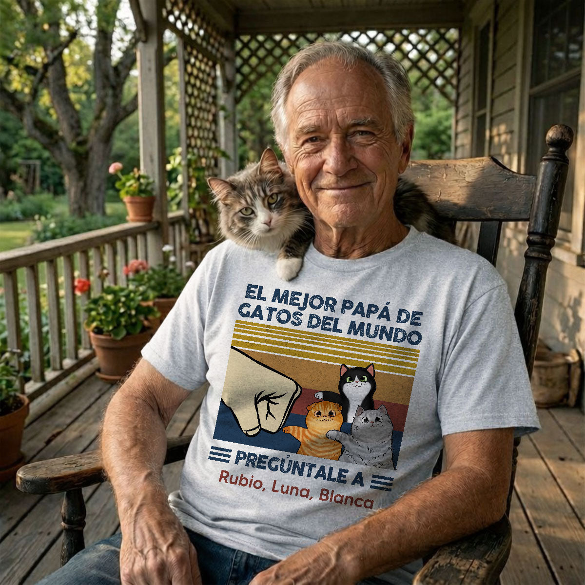 Regalo perfecto para papás de gatos – Camiseta personalizada con choque de puños con tu gato