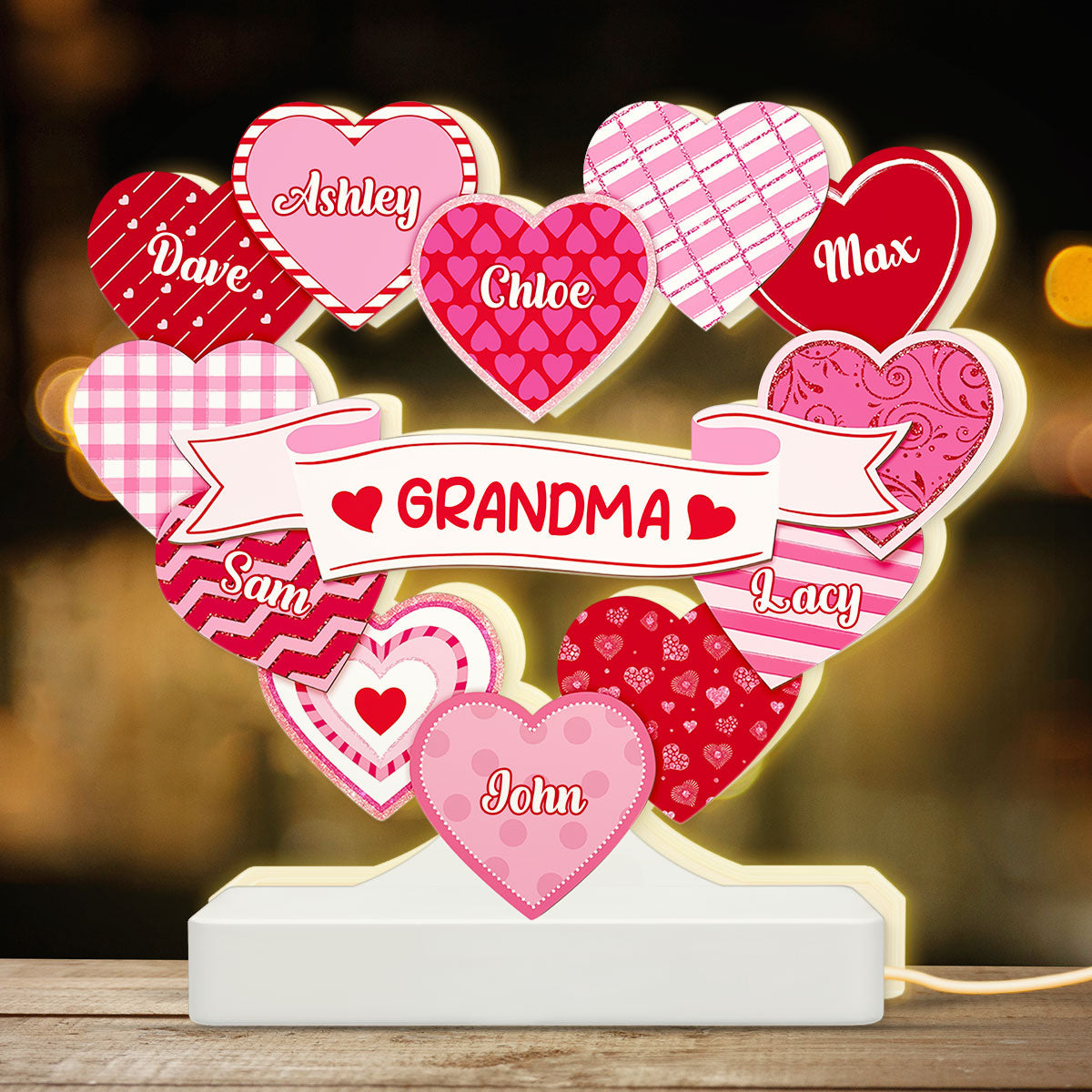 Grandma's Sweethearts Coquette Valentine's Day - Personalized Light Box - Home Decor Gift For Grandma