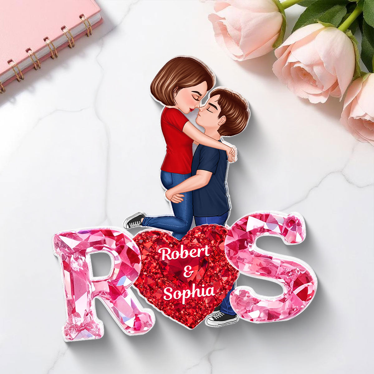 Loving Couple Initial - Personalized Acrylic Block Plaque - One of a Kind Gift for Her, Gift for Him