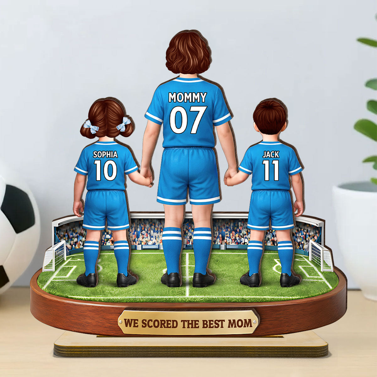 We Scored The Best Mom Soccer Mom Kids - Personalized 2-Layered Wooden Plaque - Mother's Day Gift For Soccer Mom, Gift For Wife