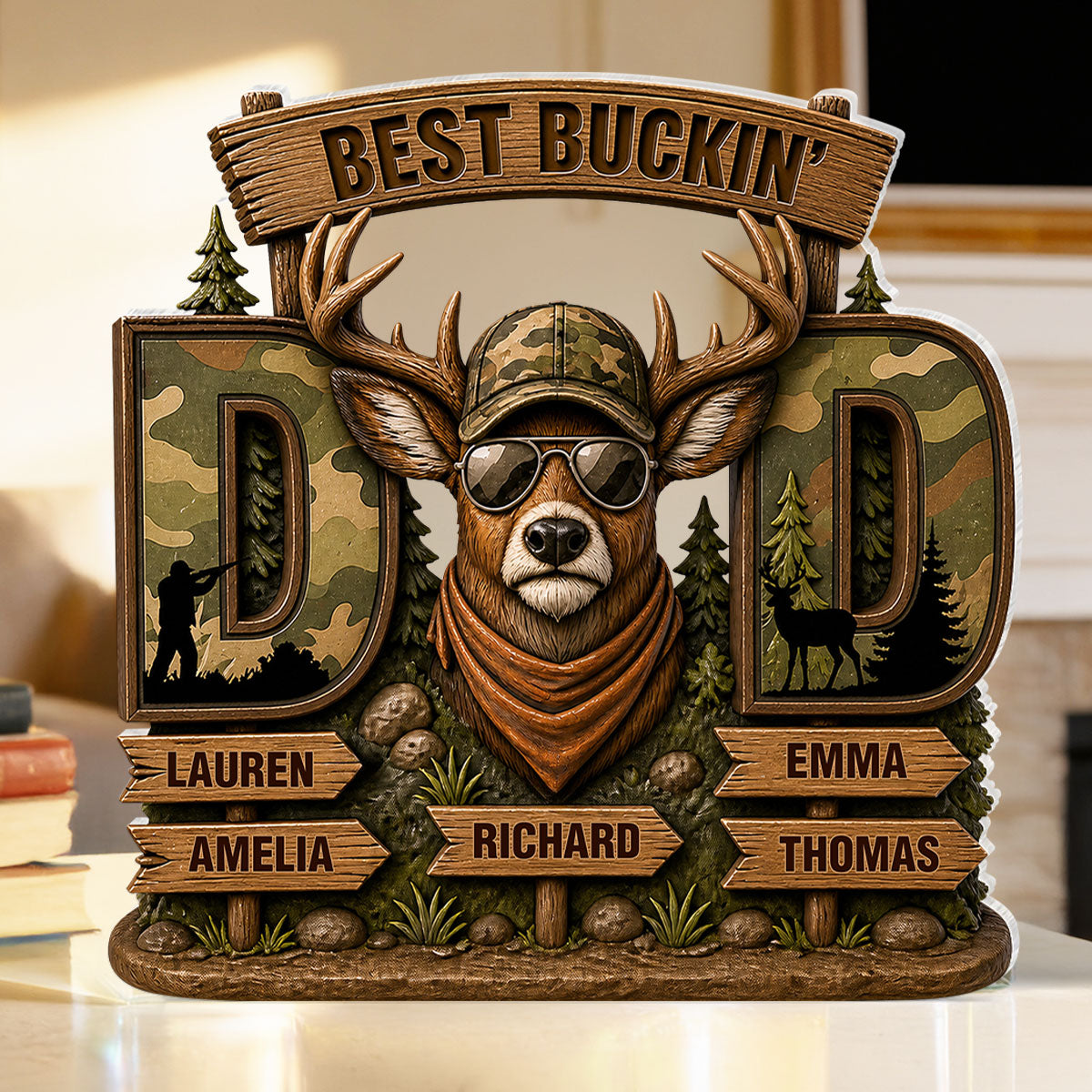 Best Buckin's Dad Hunting - Personalized Acrylic Block Plaque -  Gift For Dad, Husband