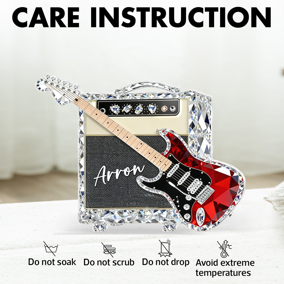 Guitar Music 3D Crystal Effect - Personalized Acrylic Block Plaque - Unique Gift For Guitarist