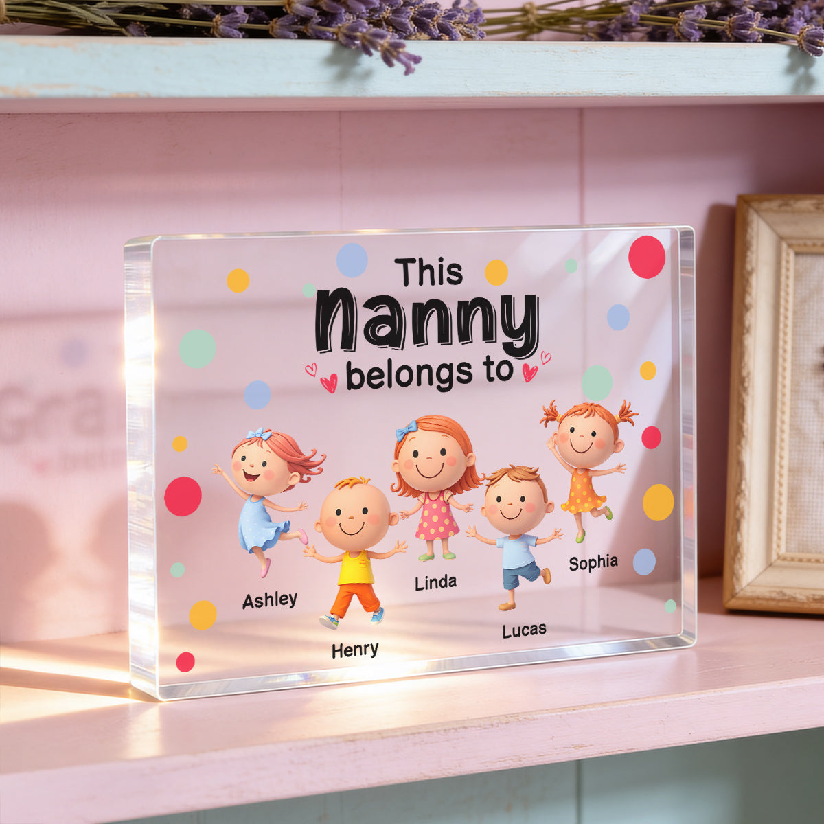This Grandma Belongs to Cute Grandkids - Personalized Acrylic Block Plaque - Heartfelt Gift for Grandma
