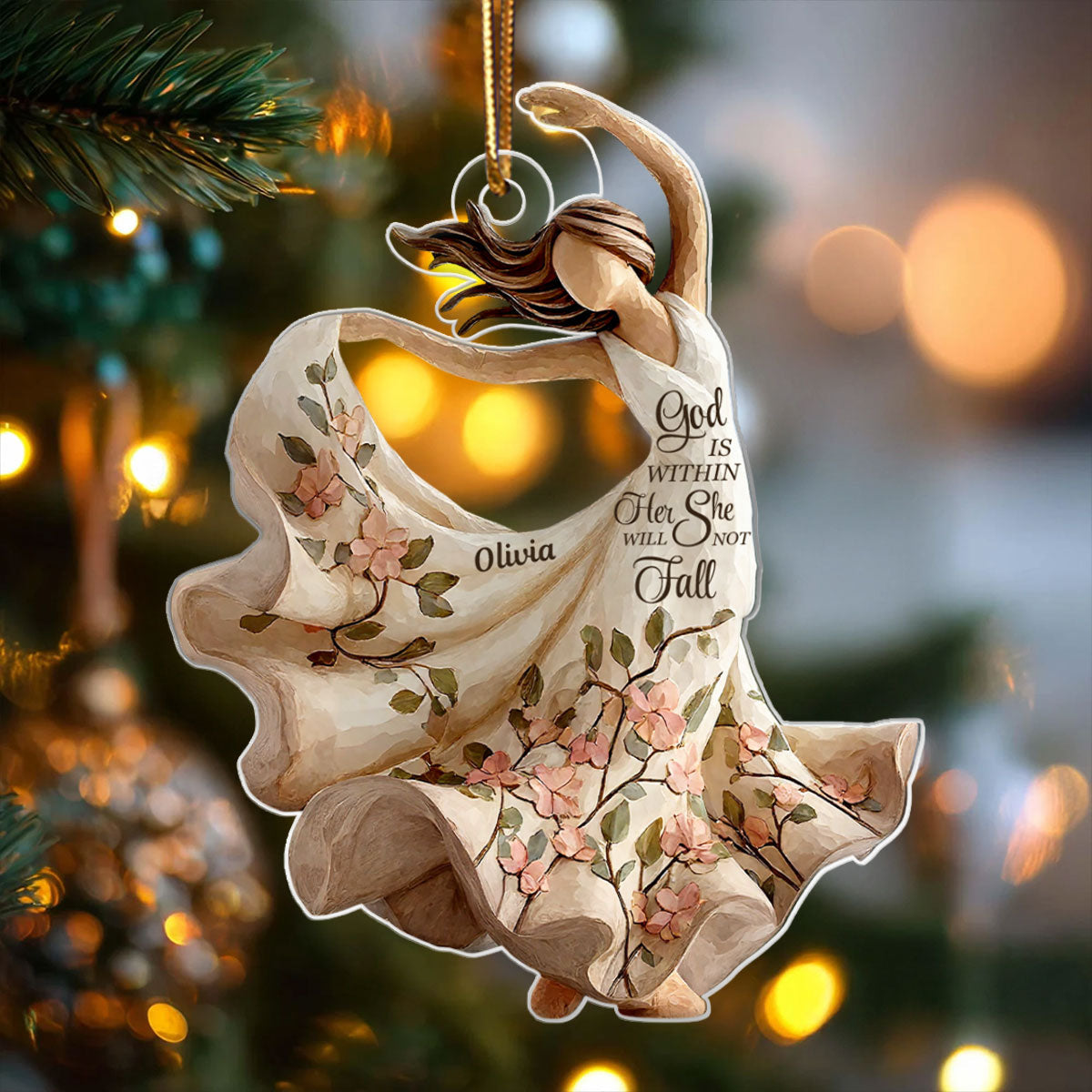 God Is Within Her She Will Not Fall Wooden Figurine - Personalized Acrylic Ornament - Christmas Gift For Her, Mom, Grandma
