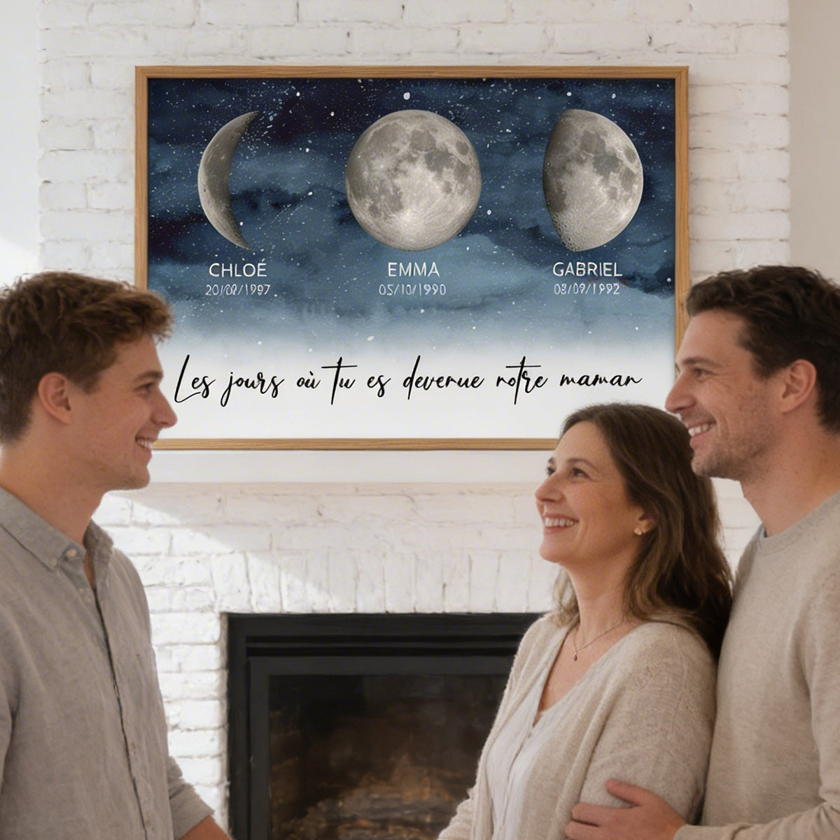 Nuit étoilée Le jour où tu es devenue Maman, Mamie – Affiche personnalisée avec phases de lune de naissance – Cadeau de Fête des Mères pour Maman ou Mamie