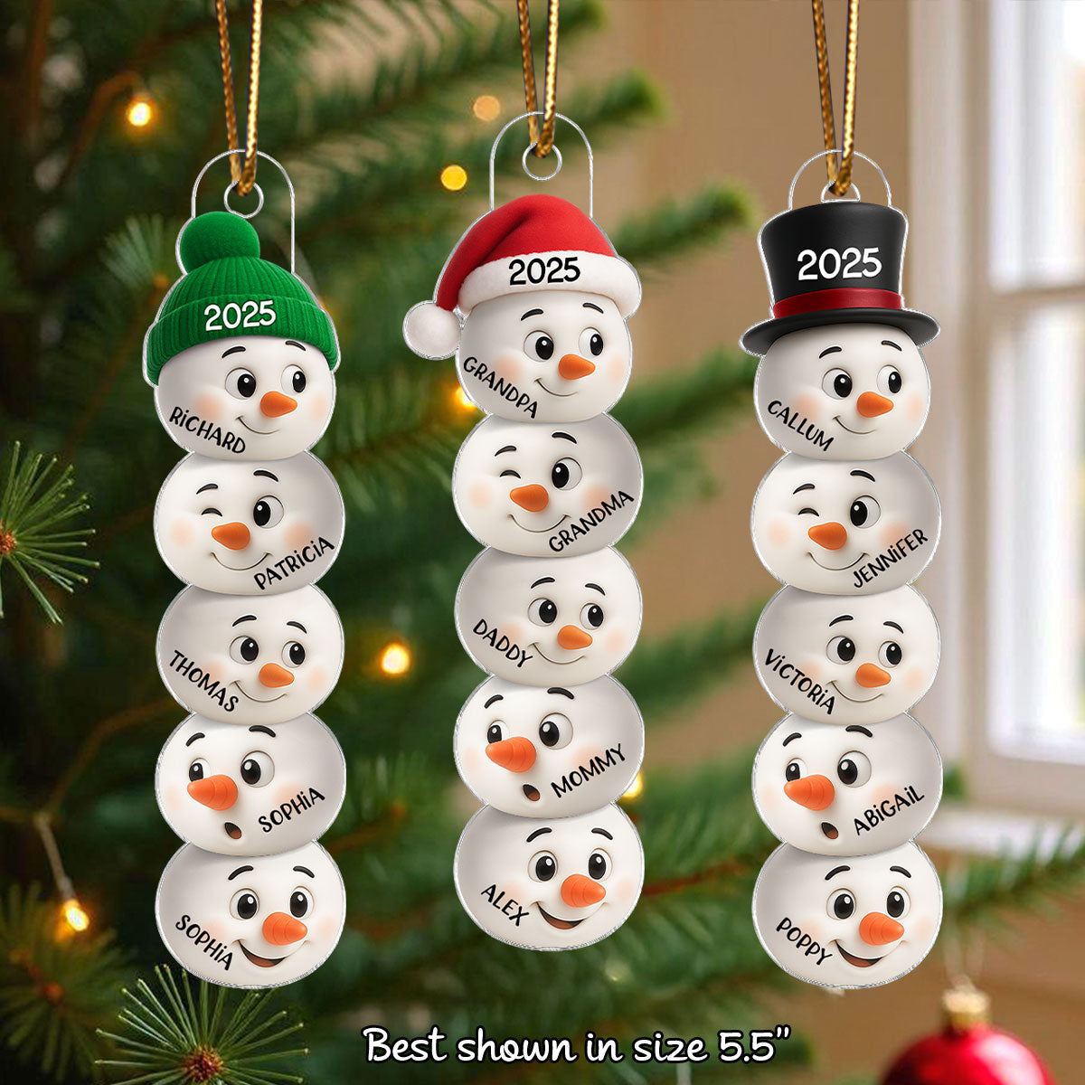 Christmas Family Snowman Funny Faces - Personalized Acrylic Ornament