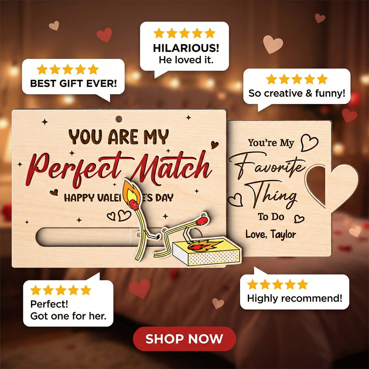 You're My Perfect Match Funny Inappropriate Couple - Personalized Wooden Slider Ornament - Valentine's Day Gift For Him, For Her
