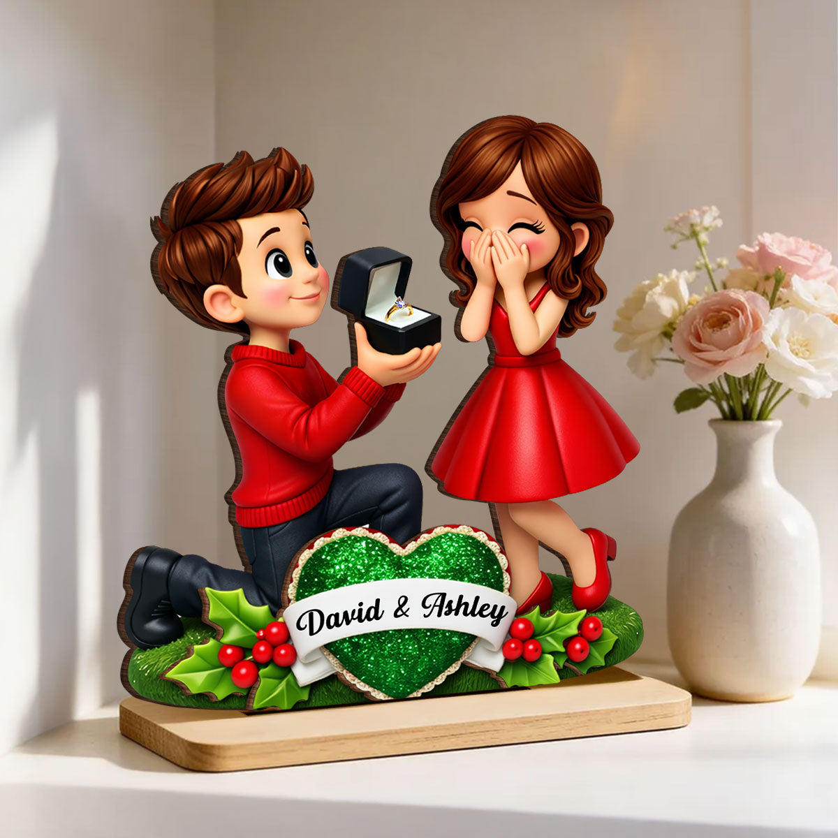 Marriage Proposal Valentine - Personalized 2-Layered Wooden Plaque - Anniversary, Valentine's Day Gift, Gift For Him, Gift For Her