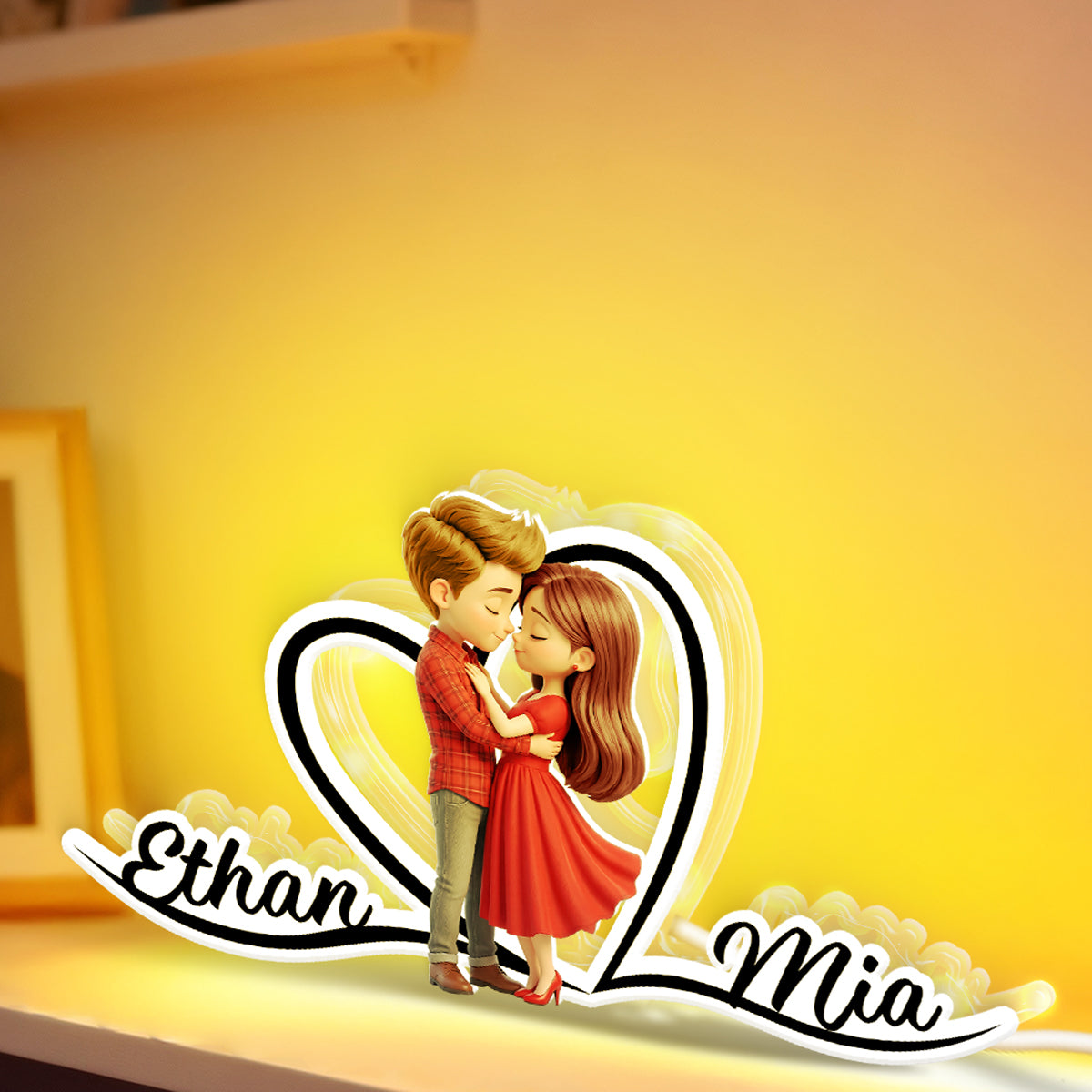 Romantic Love Couple - Personalized Light Box - Sentimental Gift for him, for her