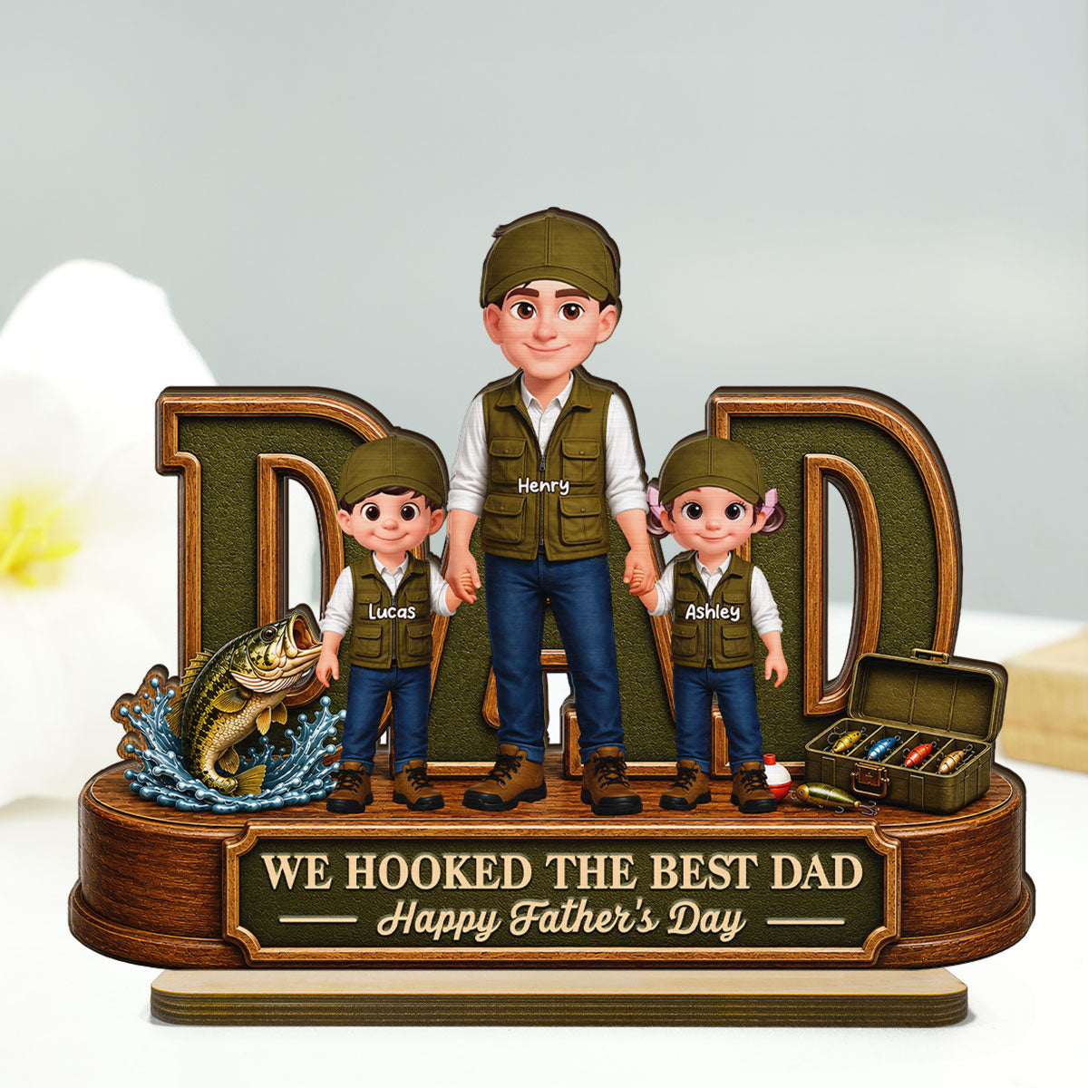 We Hooked The Best Dad Fishing Dad - Personalized 2-Layered Wooden Plaque -  Gift For Fishing Dad, Fishing Lovers