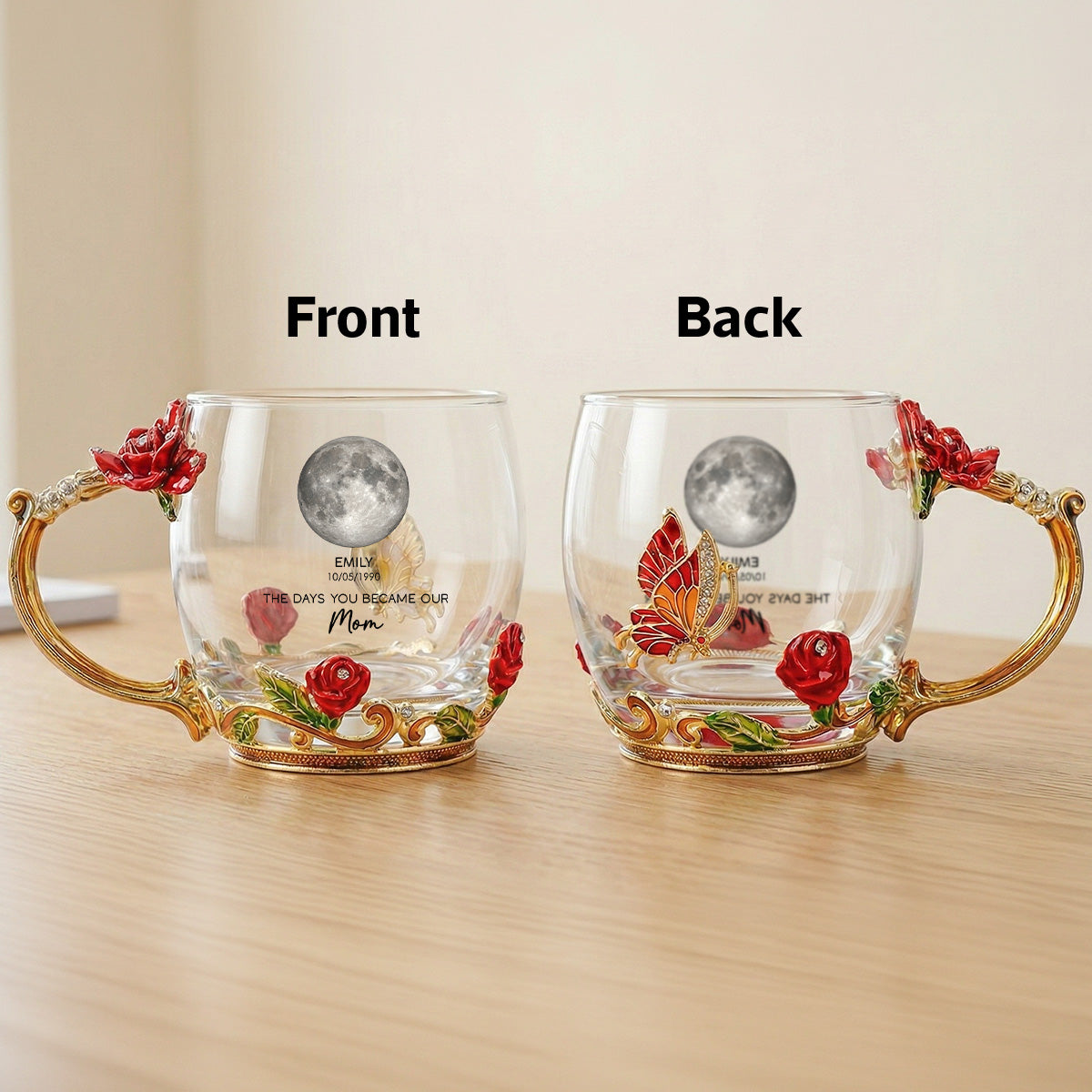 The Days You Became Our Mom - Personalized Enamel Flower Tea Cup - Gift For Mom