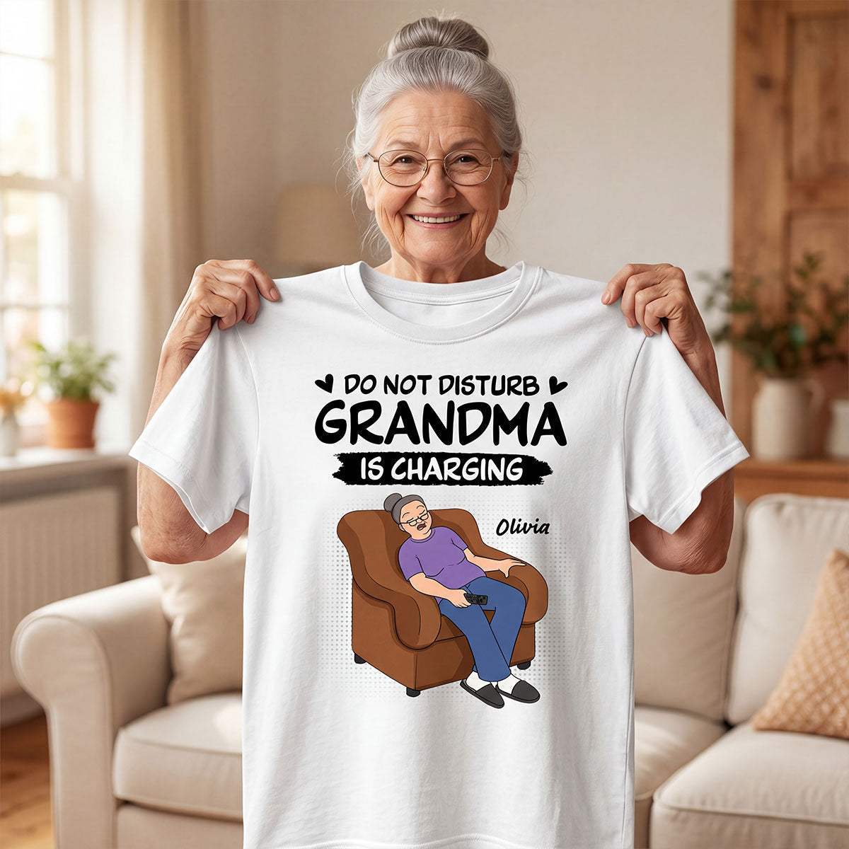Do Not Disturb Grandma Is Charging - Personalized Shirt - Funny Mother's Day Gift For Grandma, Mom