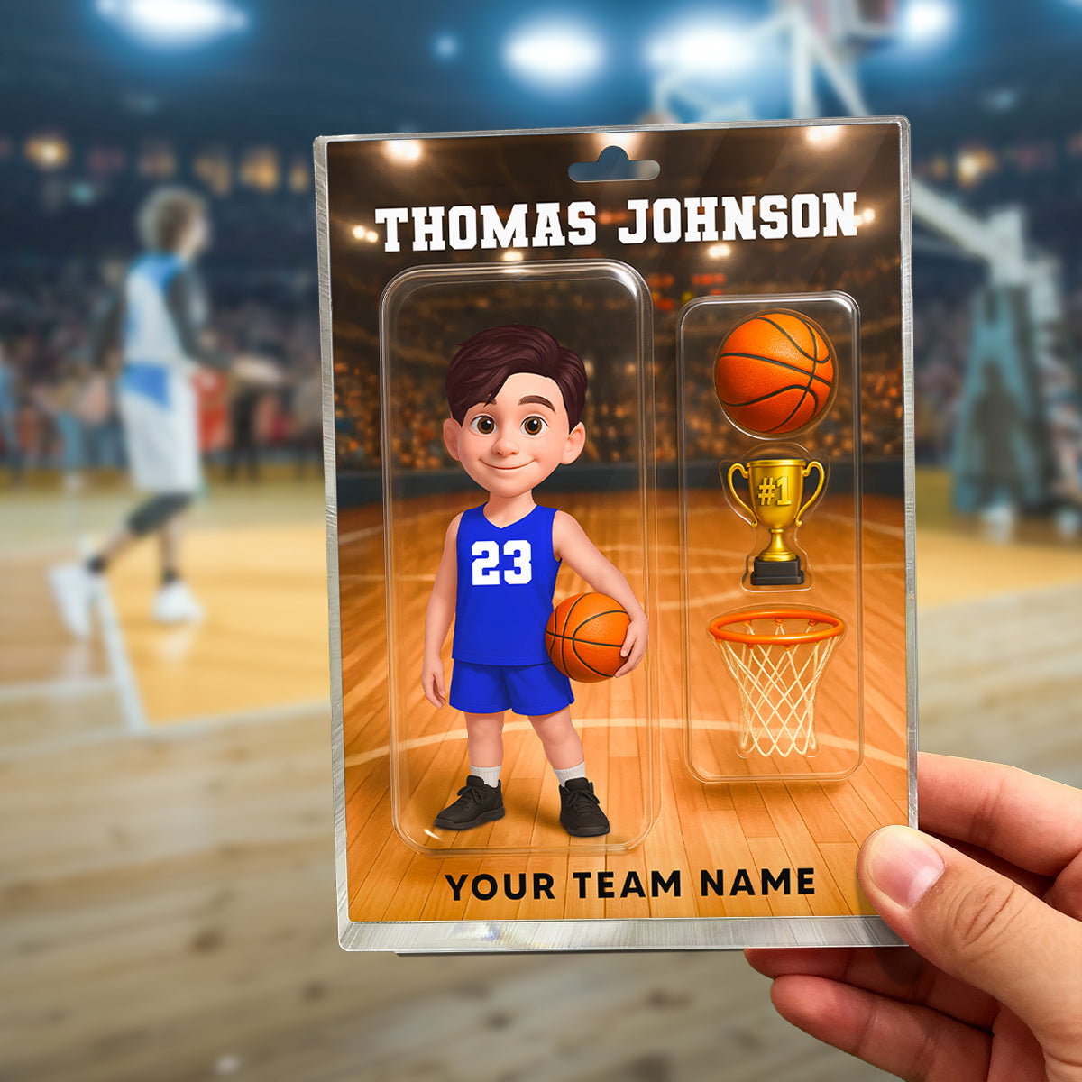 3D Effect Basketball Custom Figure Style - Personalized Acrylic Block Plaque - Christmas Gift For Basketball Players