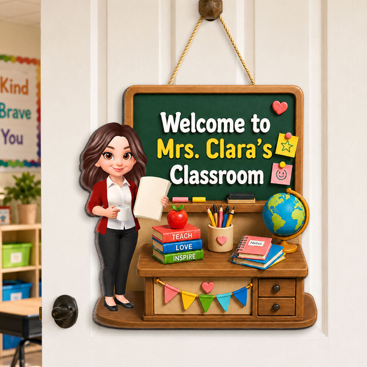 Teacher Welcome To Classroom Green Board - Personalized Wood Sign - Back To School, Classroom Decor
