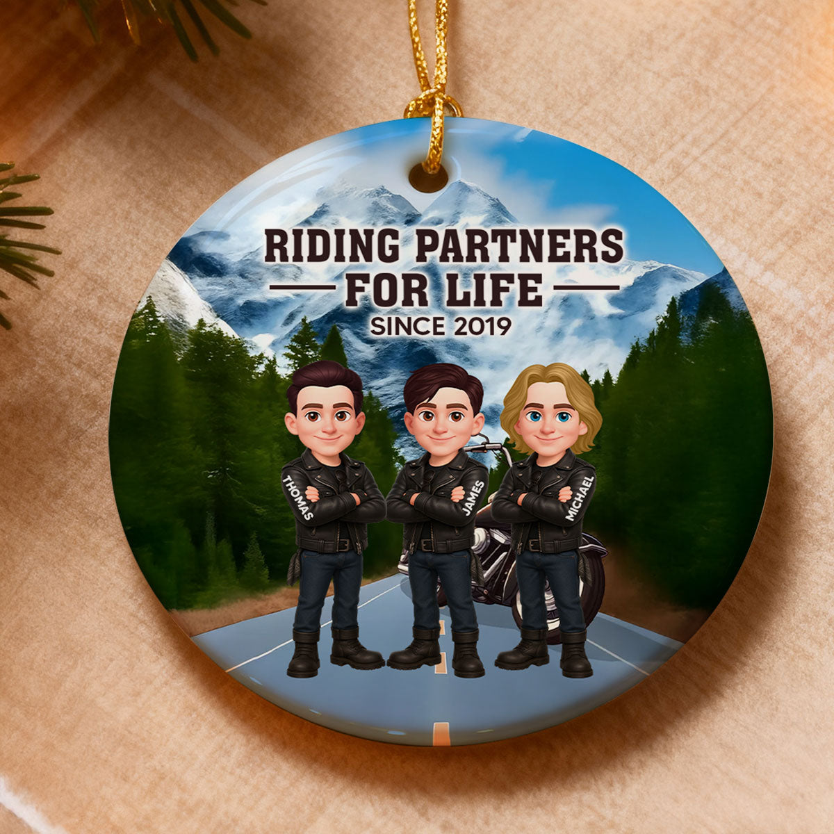 Bikers Riding Partners For Life Christmas - Personalized Ceramic Ornament - Gift For Bikers, Gift For Bikers