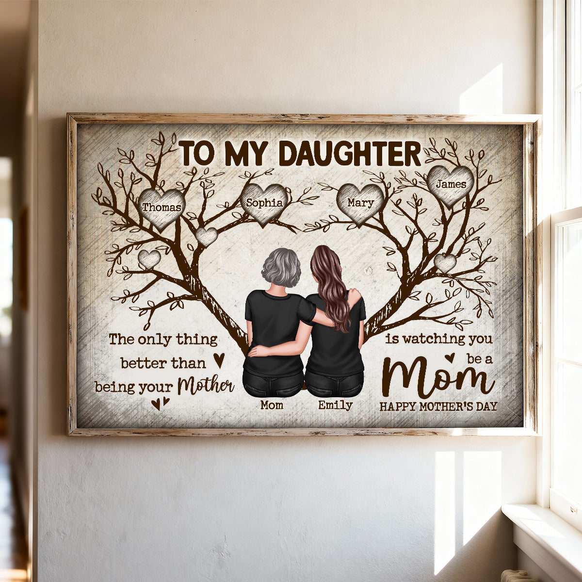 To My Daughter Happy Mother's Day Tree Of Life Custom Kids Names - Personalized Poster - Mother's Day Gift For Daughter