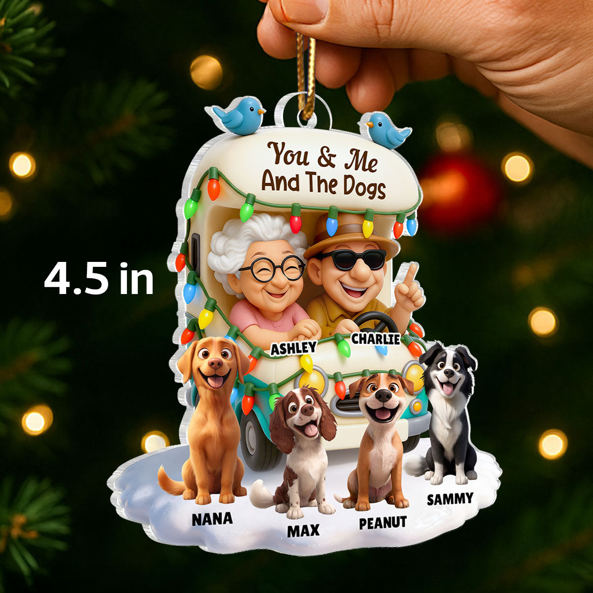You & Me And The Dogs Let's Go Camping - Personalized Acrylic Ornament - Christmas Gift For Him, For Her, For Couple