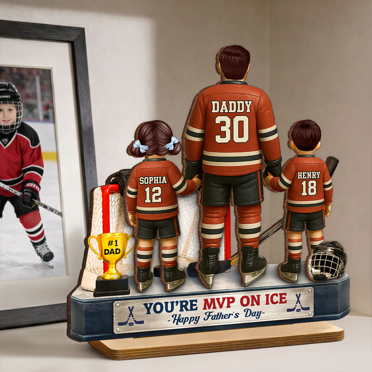 You're MVP On Ice Hockey Dad - Personalized 2-Layered Wooden Plaque - Gift For Hockey Dad, Gift For Husband