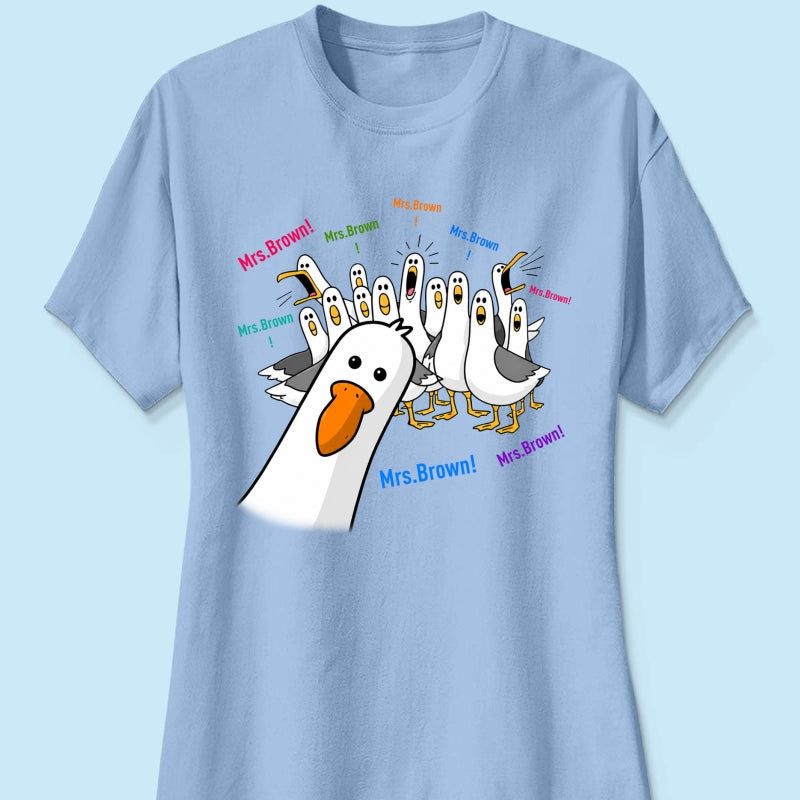 Funny Seagulls Teacher Name - Personalized Shirt - Back To School Gift For Teacher