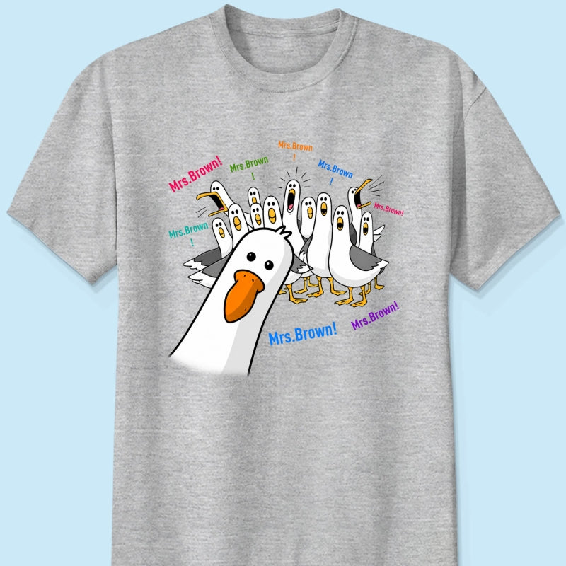 Funny Seagulls Teacher Name - Personalized Shirt - Back To School Gift For Teacher