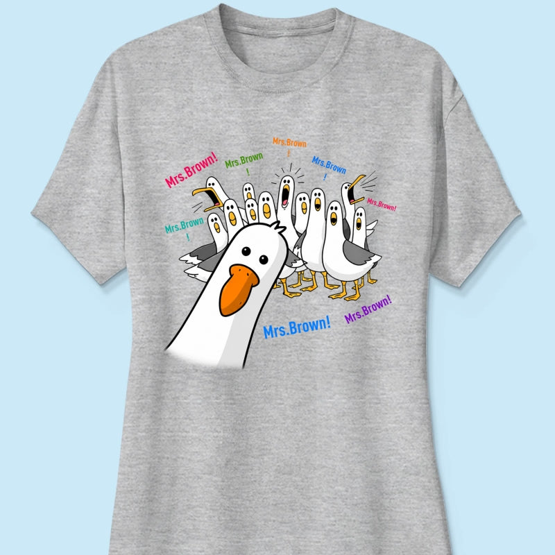 Funny Seagulls Teacher Name - Personalized Shirt - Back To School Gift For Teacher