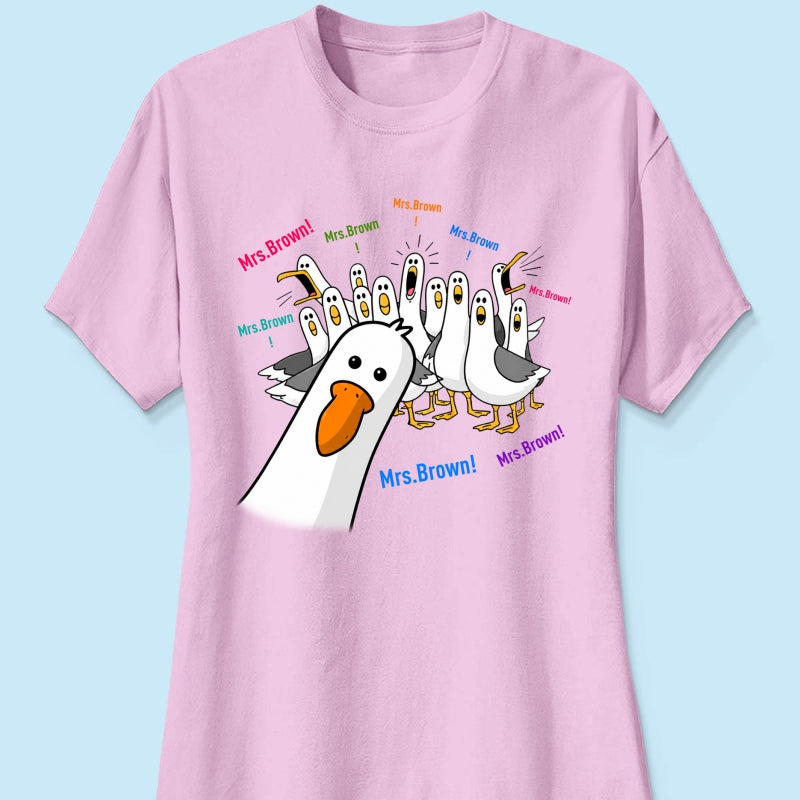 Funny Seagulls Teacher Name - Personalized Shirt - Back To School Gift For Teacher