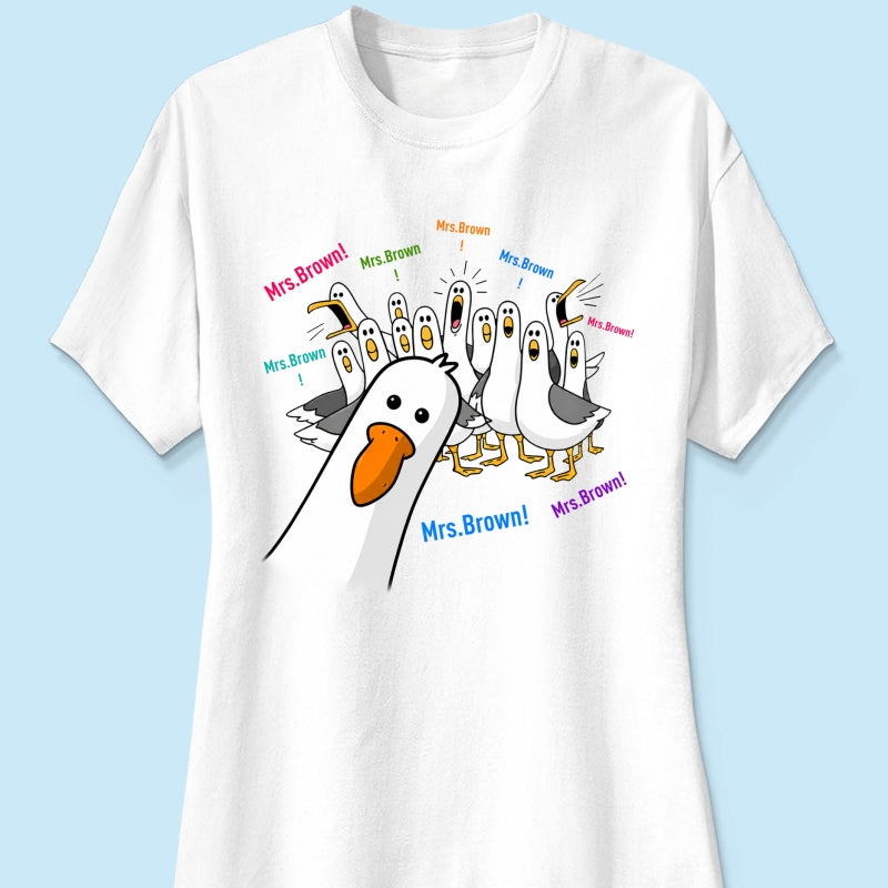 Funny Seagulls Teacher Name - Personalized Shirt - Back To School Gift For Teacher