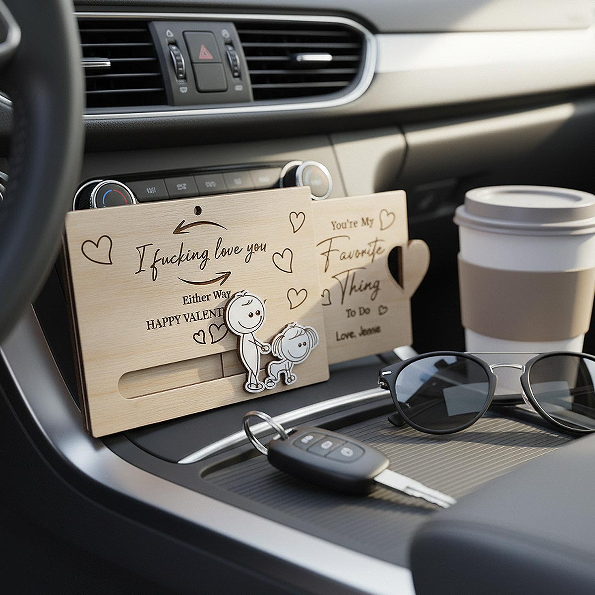 I Fcking Love You Funny Inappropriate Couple - Personalized Wooden Slider Ornament - Valentine's Day Gift For Him, For Her