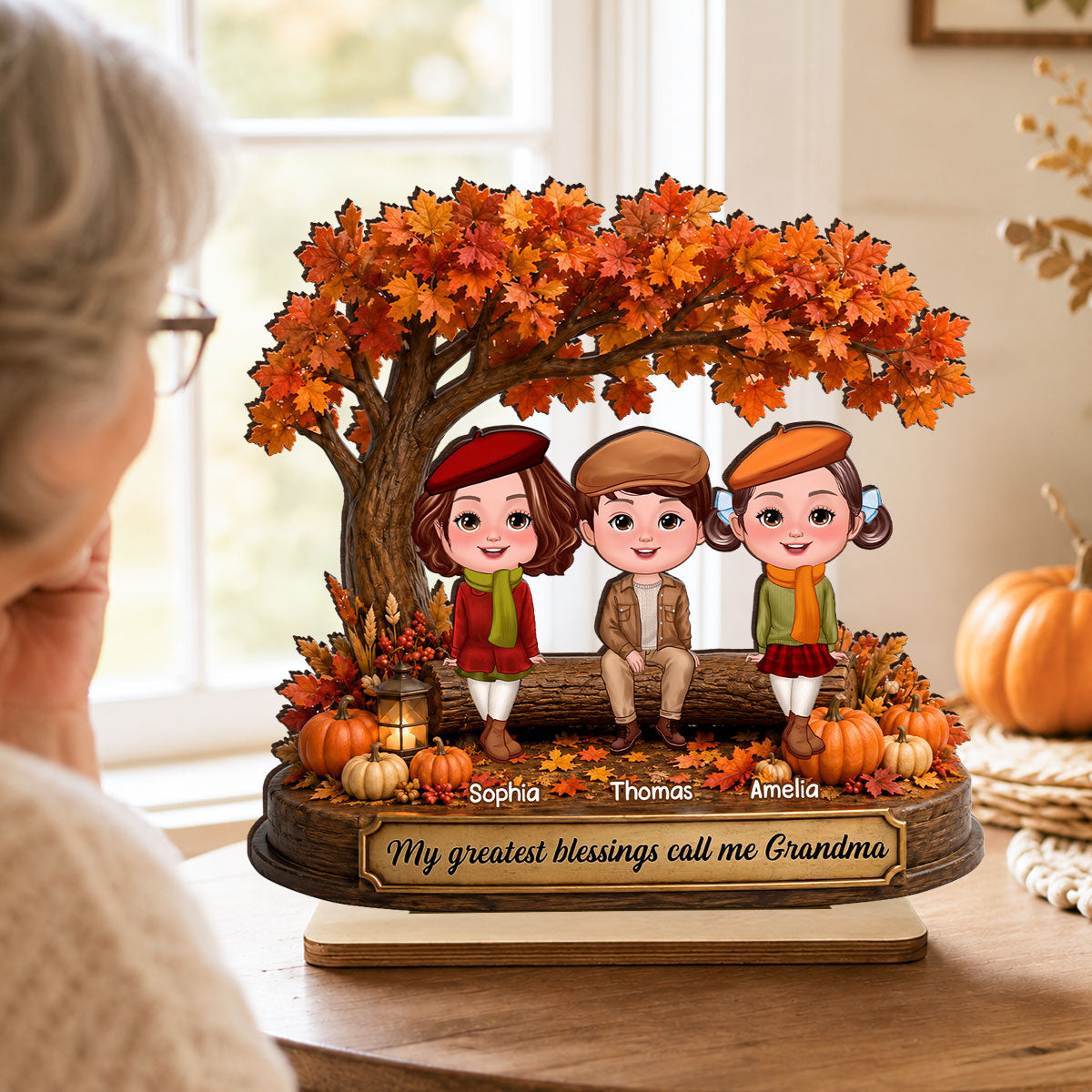 My Greatest Blessings Call Me Grandma - Personalized 2-Layered Wooden Plaque - Fall Season Gift, Gift For Grandma