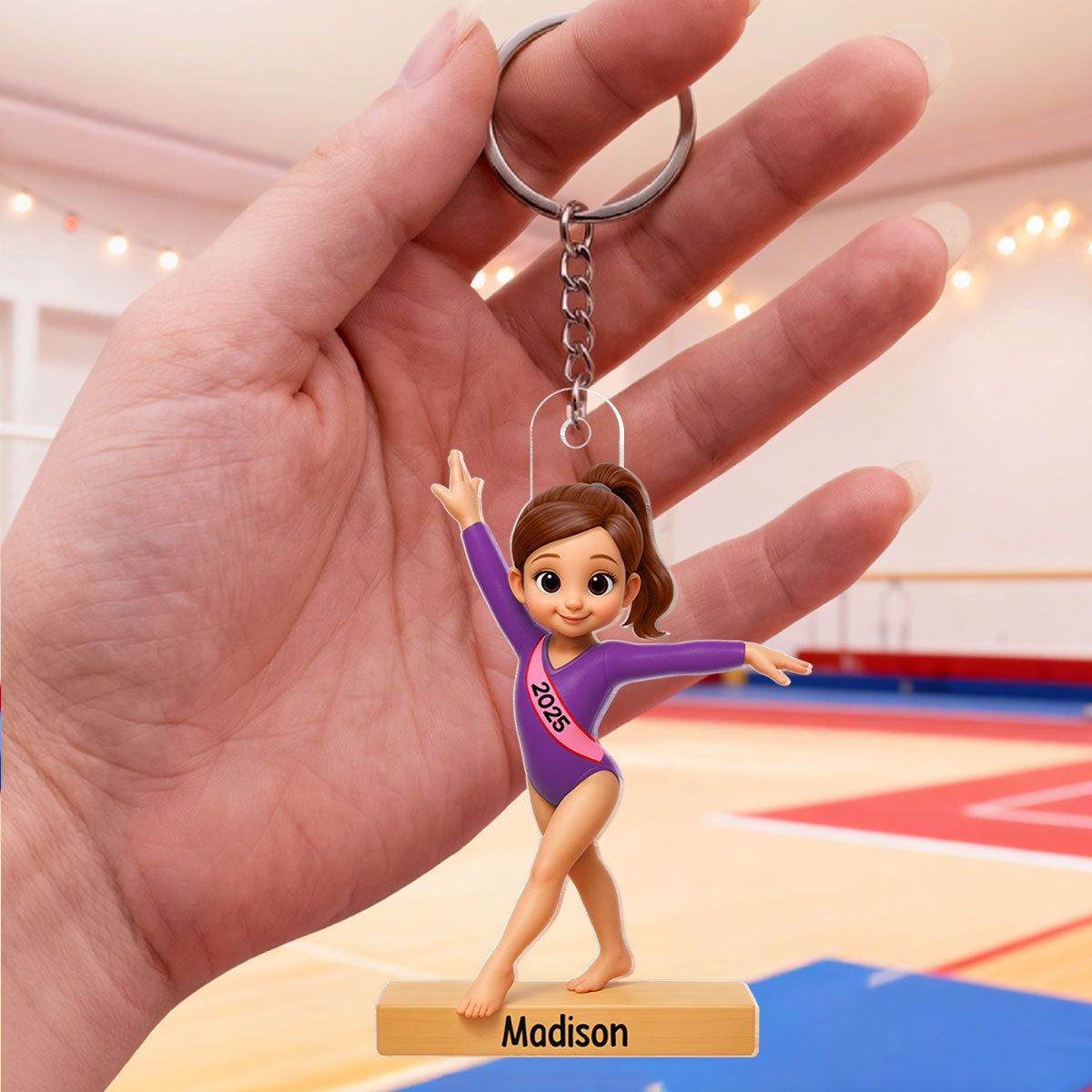 Gymnastic Girl 3D Effect - Personalized Acrylic Keychain - Custom Keyrings, Name Tags
