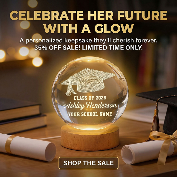 Class Of Graduation Senior Illusion Graduation Cap - Personalized Crystal Ball LED Night Light - Gift For Graduation Day, Graduation Gift, Keepsake