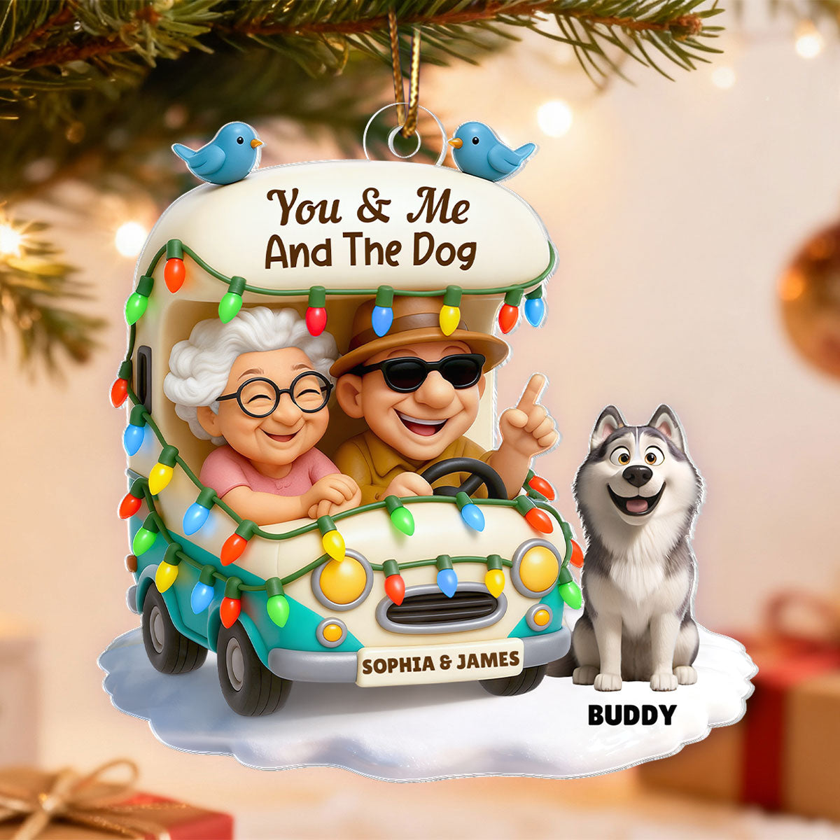 You & Me And The Dogs Let's Go Camping - Personalized Acrylic Ornament - Christmas Gift For Him, For Her, For Couple