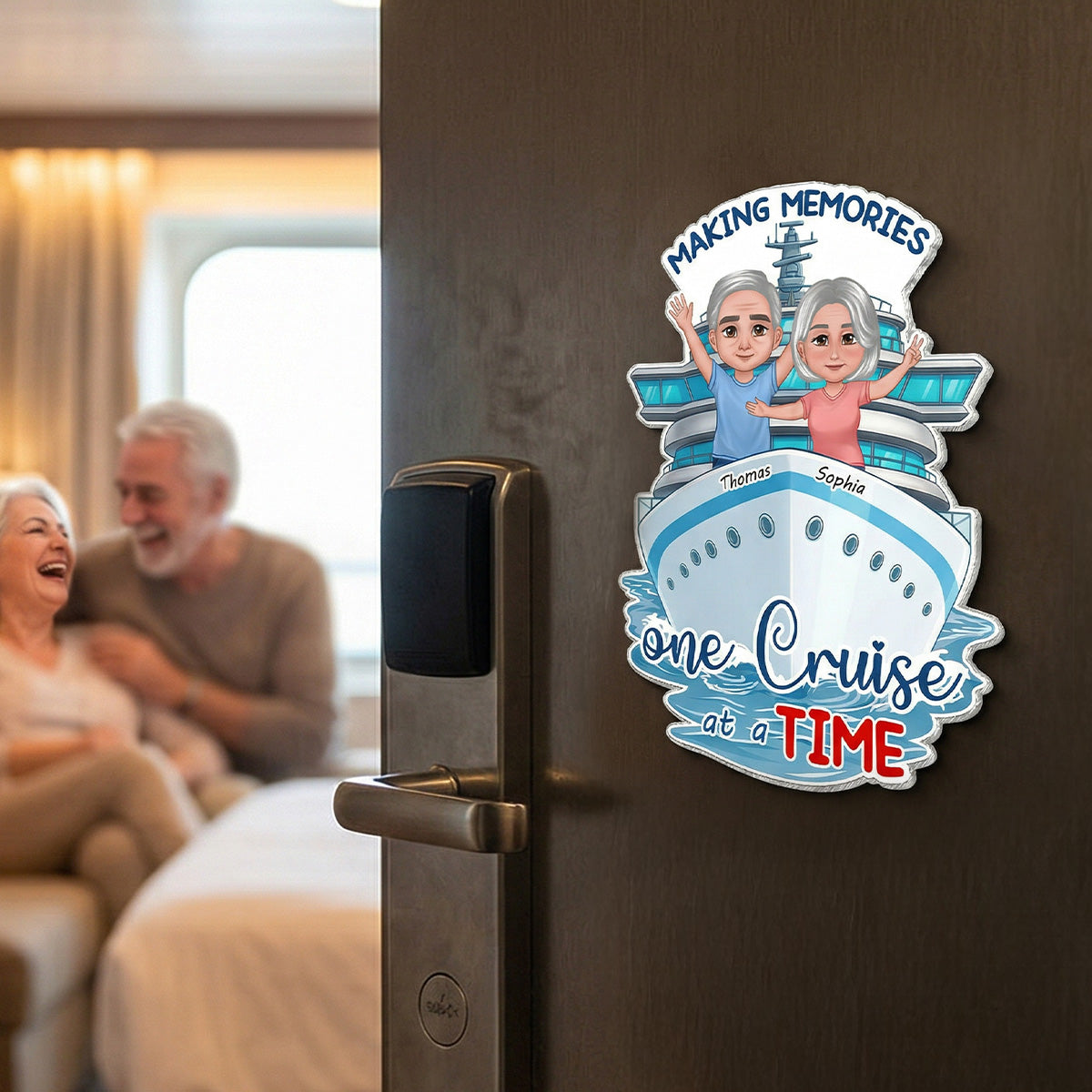 Making Memories One Cruise At A Time Happy Couple - Personalized Cruise Ship Door Magnet - Cruise Trip Keepsake