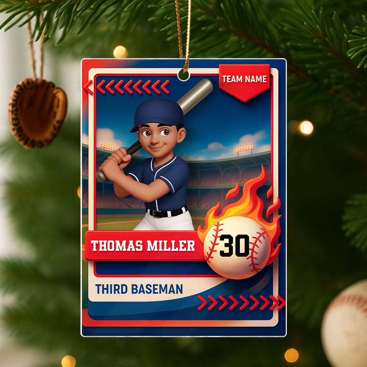 Baseball Trading Card - Personalized Acrylic Ornament - Christmas Gift for Son, Daughter, Grandkid