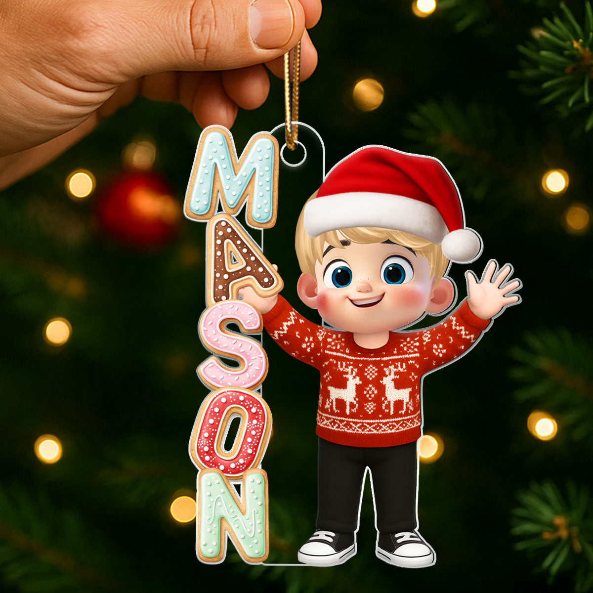 Cookies Alphabet Custom Kid Name - Personalized Acrylic Ornament - Christmas Gift for Kid, Grandkids